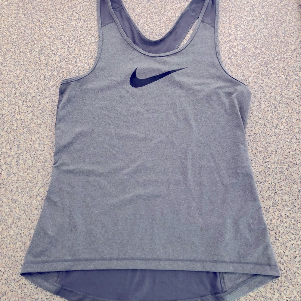 Nike Sz Medium Pro Cool Dri-fit Logo Racerback Grey Tank Top Athleisure Yoga Run